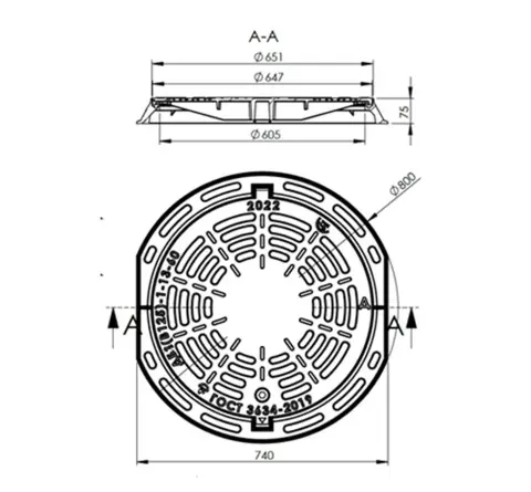 Люк чугунный дождеприемный ДБ1(В125)-1-13-60